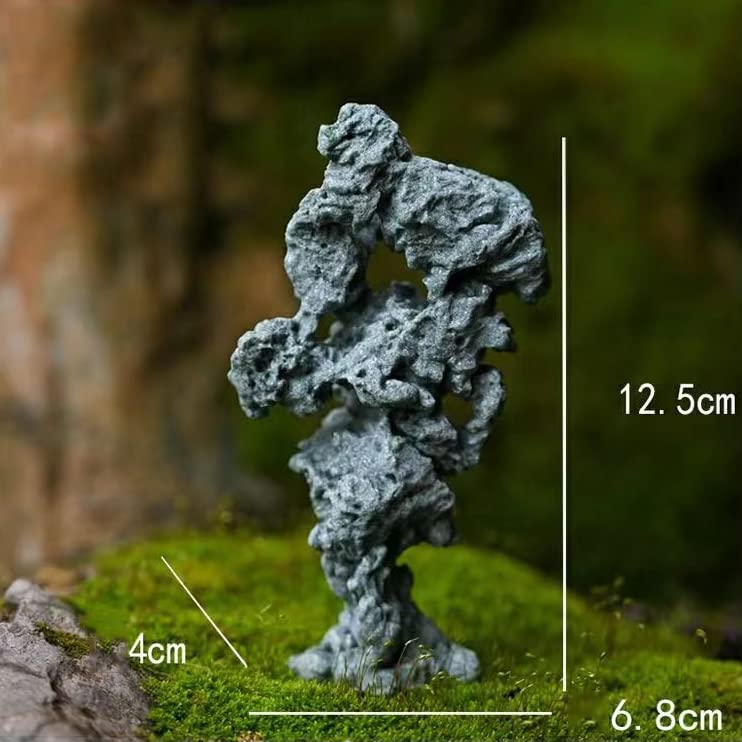 livelyfish Balanced Stones Statue Aquarium Rock Decor 3.4" Stacked Rock Figurines for Fish Tank Zen Garden Bonsai Accessories Micro Landscape Decorations,S