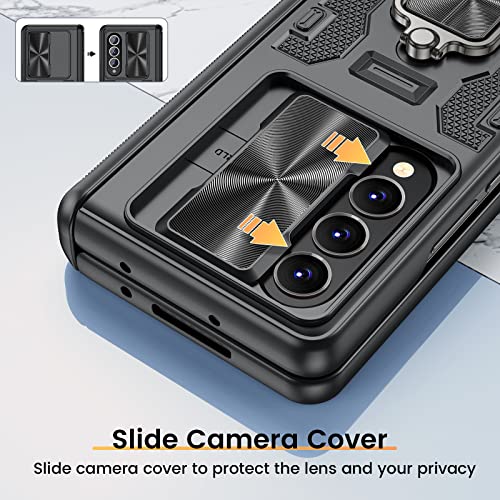 VEGO for Z Fold 4 Case, Galaxy Z Fold 4 Case with Slide Camera Cover & Hinge Protection Case with Screen Protector 360°Magnetic Kickstand Protective Cover Case for Samsung Galaxy Z Fold 4 5G - Black