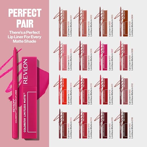 REVLON Lipstick, ColorStay Limitless Matte Liquid Lipstick, Vegan Formula, No-Budge Matte, Longwear Lipstick, Long Lasting, Lightweight/Comfortable, Waterproof, 007 Icon Era, 0.17 fl oz