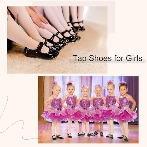 Stelle Tap Shoes for Girls Toddler Boys PU Leather Dance Shoes(Toddler/Little Kid/Big Kid)(Black PU,7MT)