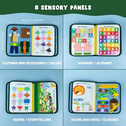 BONNYCO Toddler Busy Board Felt Montessori Toys, Sensory Board, Busy Book, Learning Toddler Toys, Montessori Busy Board | Kids Toys, Gifts for Boys Girls, Birthday Gifts for Kids, Christmas