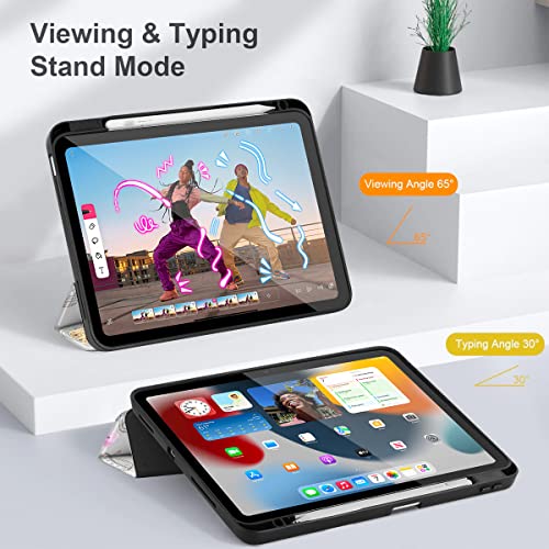 Tuiklol Case for iPad Air 6th Generation 11inch 2024 / iPad Air 10.9 inch 5th 4th Gen 2022 2020 Release with Pencil Holder, Slim Protective Auto Sleep/Wake Trifold Stand Tablet Cover,Leopard