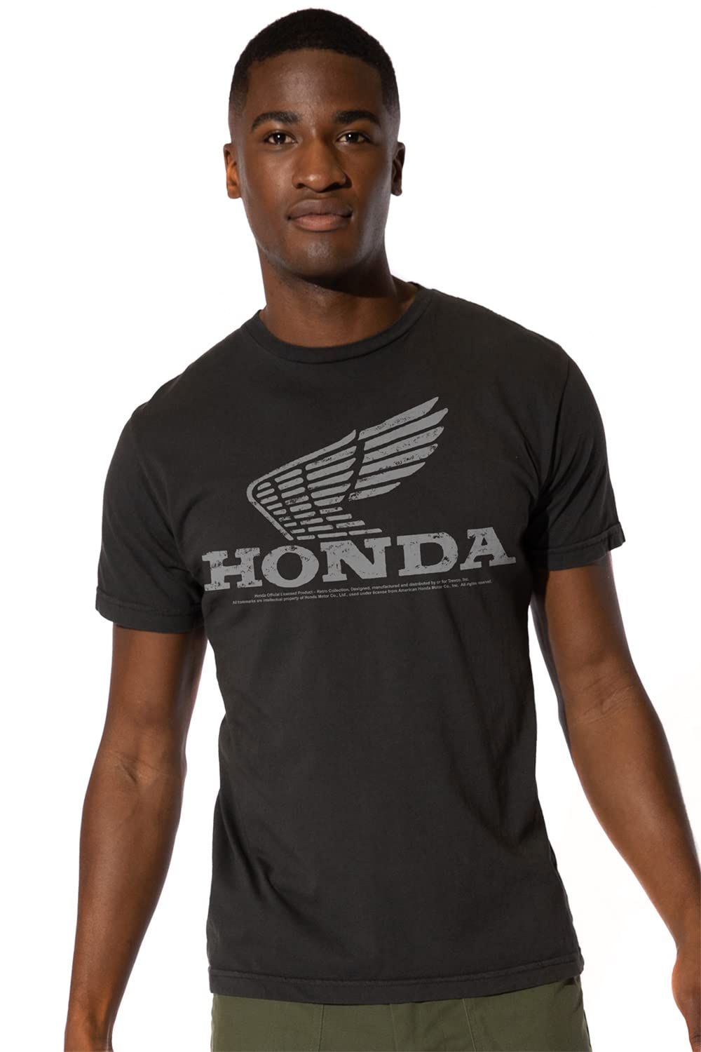 Honda Vintage Wing Shirts for Men, Short Sleeve T Shirt, Officially Licensed (Large) Black