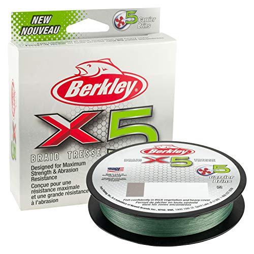 Berkley x5 Braid Superline, Low-Vis Green, 80-Pound Break Strength, 2188yd Fishing Line, Suitable for Freshwater and Saltwater Environments