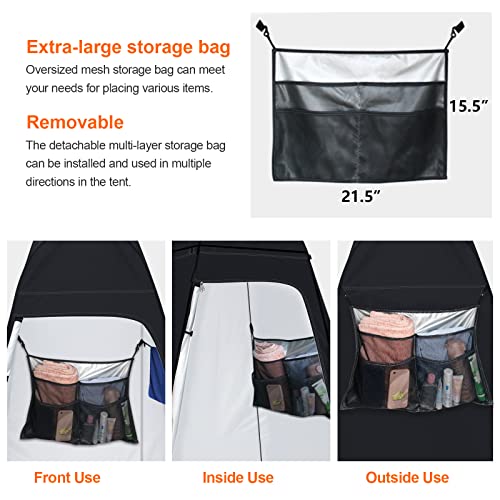 anngrowy Shower Tent Pop-Up Privacy Tent Camping Portable Toilet Outdoor Camp Bathroom Changing Dressing Room Instant Privacy Shelters for Hiking Beach Picnic Fishing Potty, Extra-Tall, UPF 50+