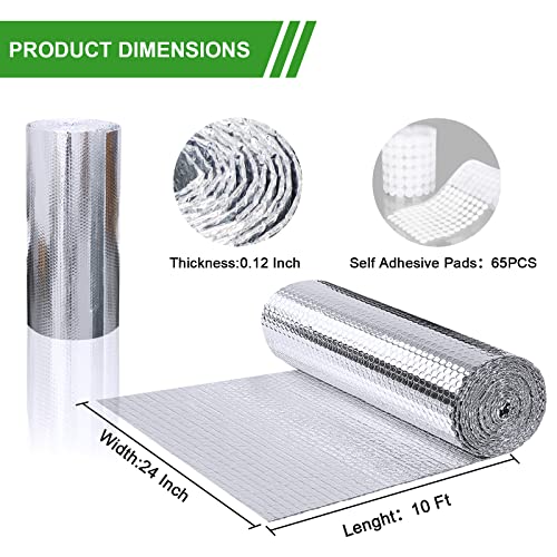 AGHITG Window Insulation for Summer Heat,Bubble Reflective Insulation Roll 16" x 10 FT, Reflective Window Film Heat Blocker, Garage Insulation, RV Window Insulation.