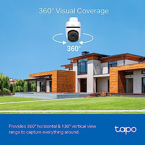 Tapo 2K Outdoor Wired Pan/Tilt Security Wi-Fi Camera, 360° View, Motion Tracking, Works w/Alexa & Google Home, Color Night Vision, Free AI Detection, Cloud & SD Card Storage(up to 512GB), Tapo C510W