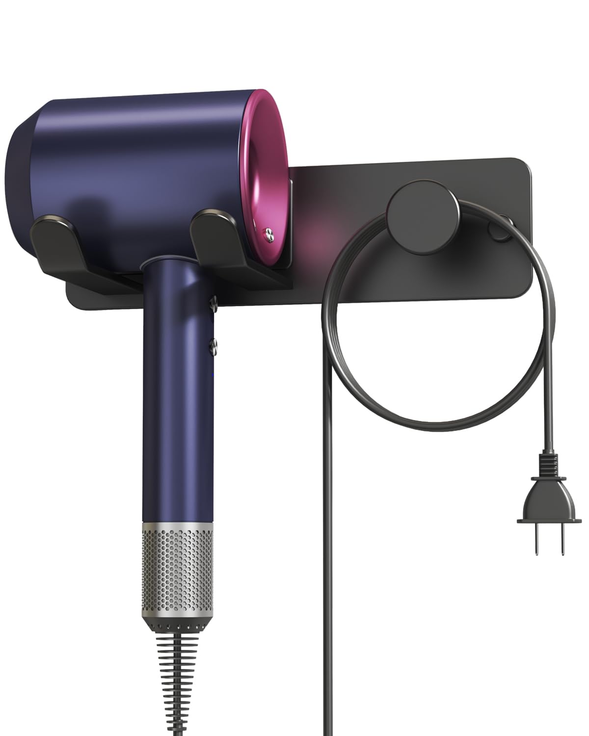 WOJIUBUXIN Hair Dryer Holder Wall Mount Matte Black Hair Dryer Holder for Bathroom Cabinet SUS 304 Stainless Steel Blow Dryer Holder Compatible with Dyson Hair Dryers