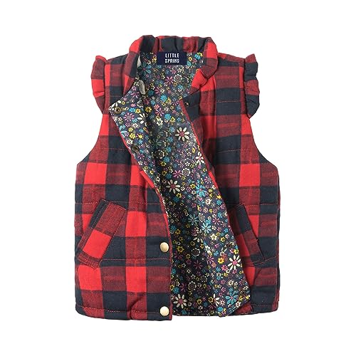 LittleSpring Little Girls Puffer Vest Jacket Lightweight Padded Outerwear Vest, White, Size 6