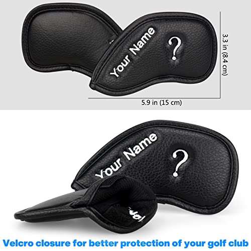 Craftsman Golf Magnetic Closure Black Leather Iron Headcover Covers Set 10pcs with No. on Both Sides for Left and Right Golfer