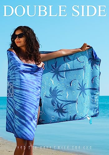 2 Pack Microfiber Lightweight Thin Beach Towel Sand Free Quick Dry Super Absorbent Large Towels for Swimming Pool Yoga Gym Travel Vacation Beach Accessories Essentials for Adults