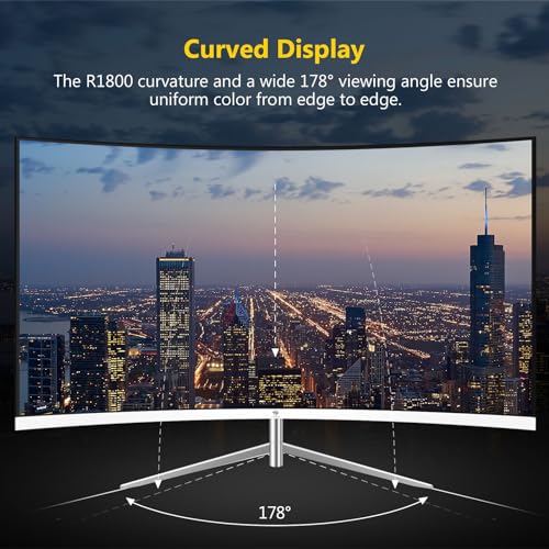 Z-Edge 27-inch Curved Gaming Monitor, Full HD 1080P 1920x1080 LED Backlight Monitor, with 75Hz Refresh Rate and Eye-Care Technology, 178° Wide View Angle, VGA+HDMI