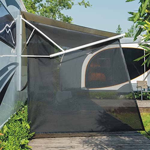 Dulepax RV Awning Shade Screen with Zipper 8'X19'3'' -Second Generation RV Awning Screen Significantly Improves Shadew and Privacy.Universal RV Awning Sun Shade Screen with Complete Kits