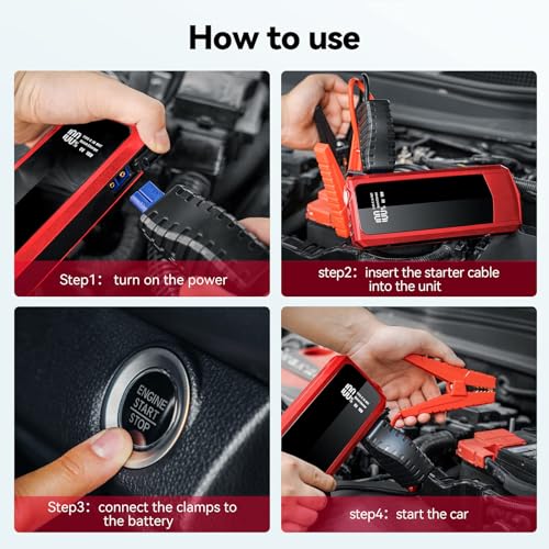 Andeman Car Jump Starter 3000A Peak 20000mAh (Start 9L Gas Engine or up to 7L Diesel Engine) Battery Charger Automotive, 12V Car Jumper, Power Bank Power Pack with Quick Charge Type-C Ports, Red