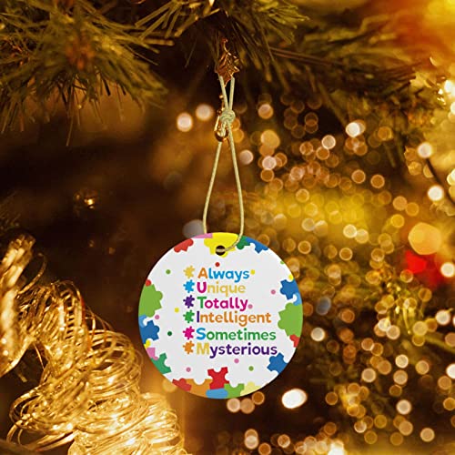 Autism Awareness Christmas Ornaments Autism Puzzle Ornaments 3" Xmas Tree Ornaments Decorations Gifts for Women Men Friends
