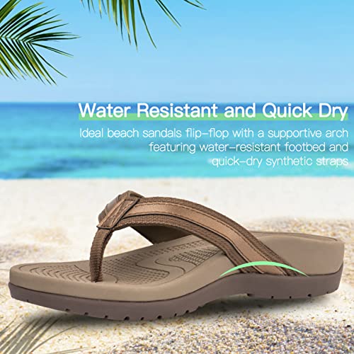 Thearches Women's Orthotic Flip Flops Arch Support Sandals for Plantar Fasciitis Flat Feet Heel Pain Relief, Supportive Beach Toe-post Sandals, Comfort Walking Flip Flop Slides