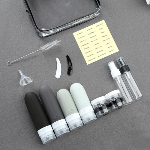 Gemice 16 Pack Travel Size Bottles, TSA Approved Leakproof Travel Containers for Toiletries, Silicone Refillable Travel Essentials Accessories with Travel Bag for Shampoo Conditioner