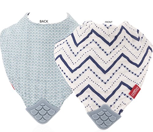 Nuby Baby Bibs - 3 Pc Muslin Bibs - Reversible 100% Natural Cotton Teething Bib - Baby Bibs For Girls And Boys, Baby Essentials