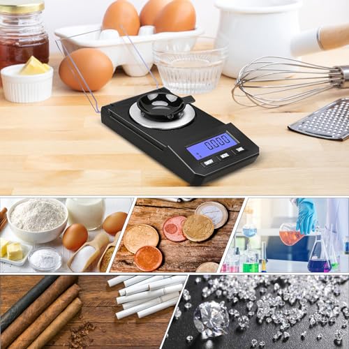 Milligram Scale, 50g/0.001g High Precision Mg Scale, Jewelry Scale with Tare, 6 Unit Powder Scale, Digital Miligram Scale for Powder Medicine, Gem, Micro Gram Scale, Reloading Scale Gold