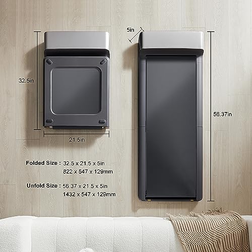 WalkingPad Folding Treadmill, Ultra Slim Foldable Treadmill Smart Fold Walking Pad Portable Safety Non Holder Gym and Running Device P1 Grey 0.5-3.75MPH