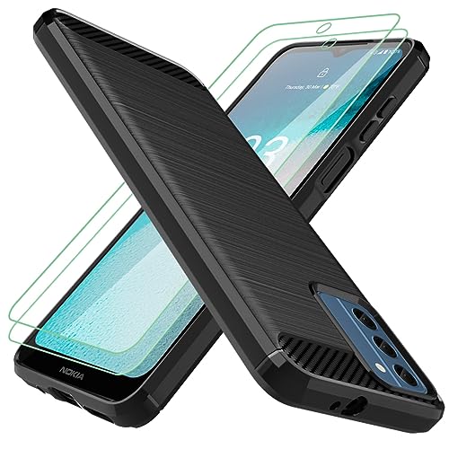 Osophter for Nokia C300 Case: with 2pcs Screen Protector Shock-Absorption Flexible TPU Rubber Protective Cover for Nokia C300(Black)