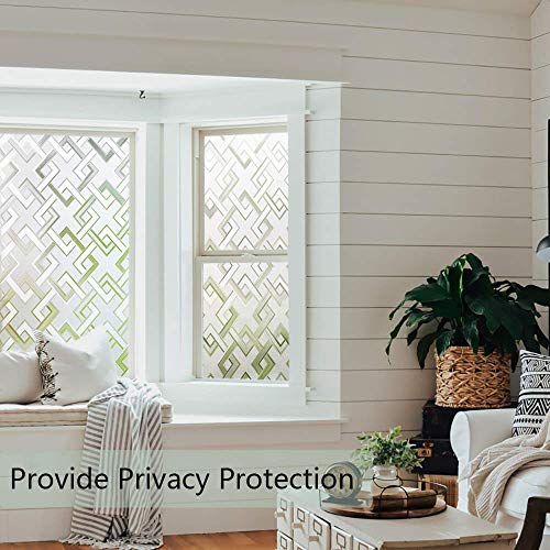 Finnez Window Film Privacy Film 3D No Glue Glass Sticker Rhombus Pattern for Glass Door Bathroom livingroom Office 35.4 x 118.1 Inches