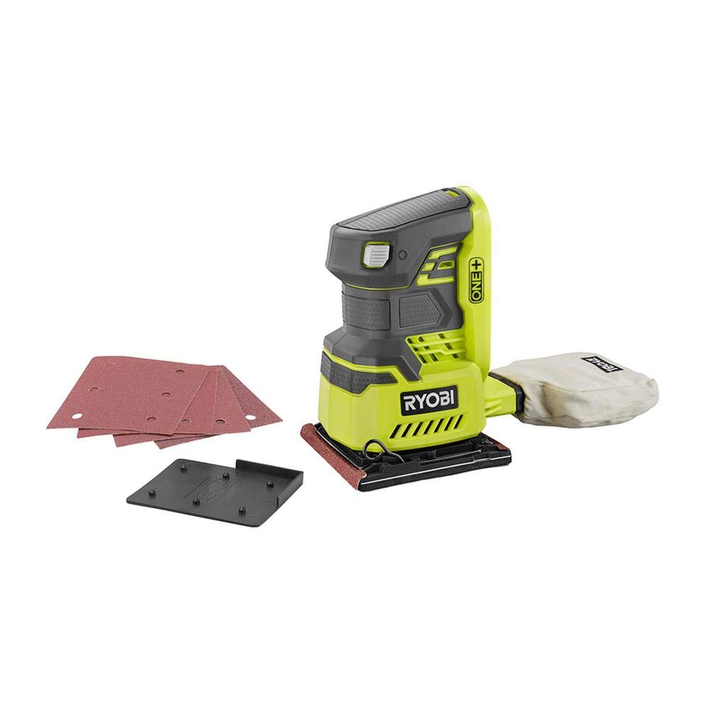 Ryobi P440 One+ 18V Lithium Ion 12,000 RPM 1/4 Sheet Palm Sander w/ Onboard Dust Bag and Included Sanding Pads (Battery Not Included, Power Tool Only)