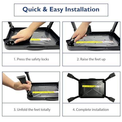 BONTEC Folding One Step Stool, Heavy Duty Sturdy Metal 330lbs Capacity, Wide Non-Slip Single 1-Step Stool Ladder for Adults and Children, Ideal for Kitchen, Bathroom, RV, Camping, Office, Black