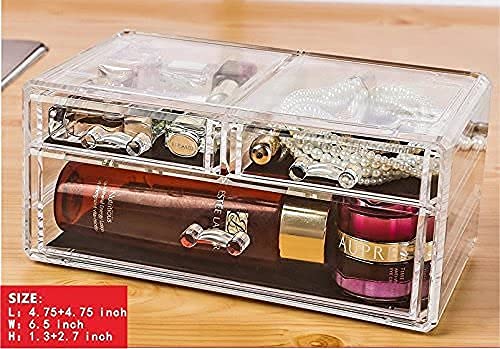 Cq acrylic 3 Pack Clear Makeup Organizer Countertop,Stackable 7 Drawers Skincare Organizer,Cute Skin Care Organizer for Vanity Hair Clip,Jewelry,Beauty Product Desk and Make Up Organizers for Vanity