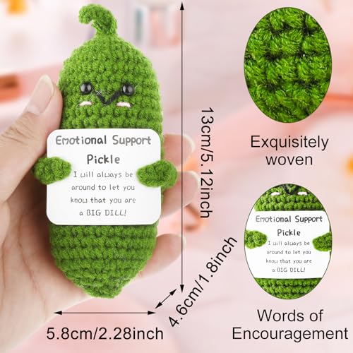 Emotional Support Pickle, Handmade Mini Funny Emotional Support Pickled Cucumber Gift Cute Handwoven Ornaments Emotional Support Crochet Pickled Cucumber Knitting Doll for Christmas Ornament Gift