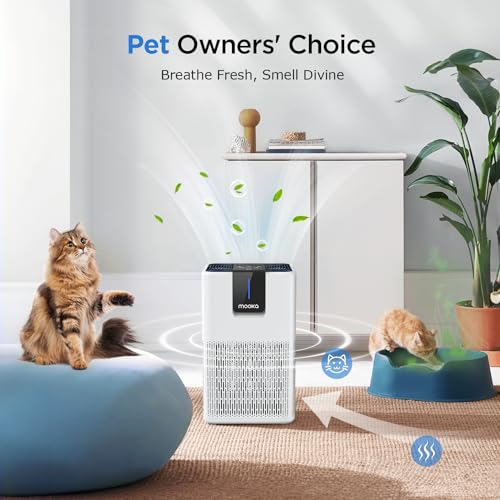 Air Purifiers for Home Large Room Up to 1250 Ft², MOOKA H13 HEPA Air Purifier for Pets Dust Odor Smoke, Aromatherapy Function, Air Cleaner with 15dB Quiet Sleep Mode for Bedroom Office Living Room