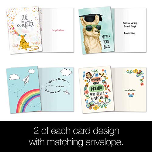 Tree-Free Greetings - All Occasion Cards - Artful Designs - 8 Assorted Cards + Matching Envelopes - Made in USA - 100% Recycled Paper - 5"x7" - Dream Big Graduation (GA54282)