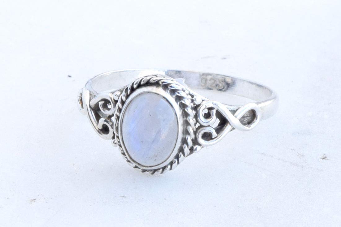 Rainbow Moonstone Ring 925 Sterling Silver Statement Ring For Women Handmade Rings Gemstone Christmas Promise Ring Size US 5 Gift For Her