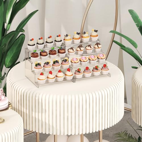 Lifewit 4 Tier Clear Cupcake Stand, Display Shelf for Cupcake, Desserts, Figurines, Display Risers Stand for Holiday, Birthday, Wedding Party Decor,1-Pack,12inch