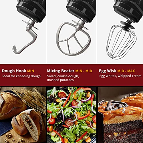 Stand Mixer, CUSIMAX Dough Mixer Tilt-Head Electric Mixer with 5-Quart Stainless Steel Bowl, Dough Hook, Mixing Beater and Whisk, Splash Guard
