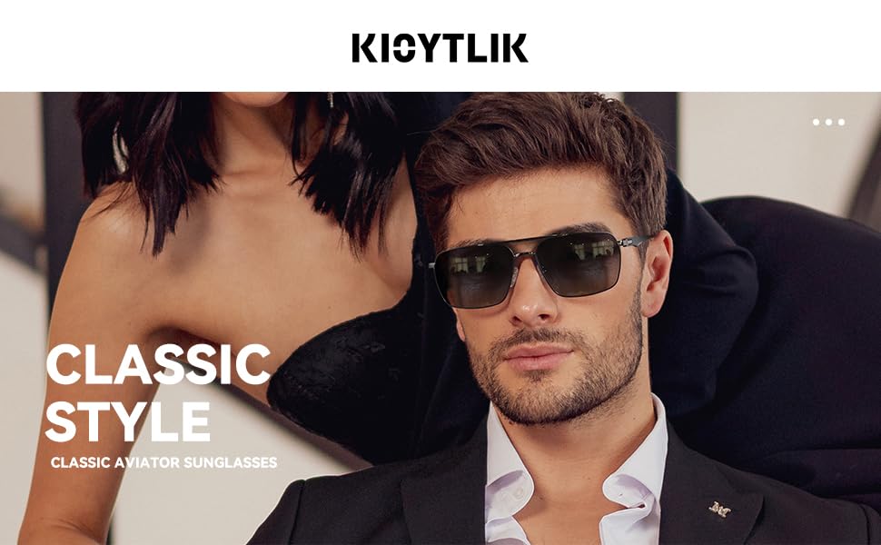 KIOYTLIK Trendy Polarized Sunglasses - UV400 Protection, Fashion Aviator Sunglasses for Men Women, Black