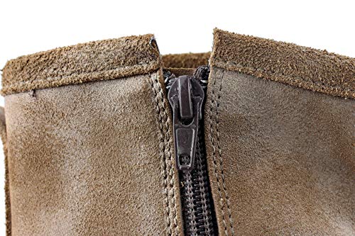 OSSTONE Moto Boots for Men Fashion Zipper-up Leather Chukka Boots Casual Shoes 5008-1-F-13 Beige