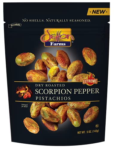 Setton Farms Pistachios, Scorpion Pepper Extreme Flavor, Naturally Seasoned, Dry Roasted No Shell, Non-GMO Project Verified, Gluten Free, Vegan, Kosher, 5 Oz