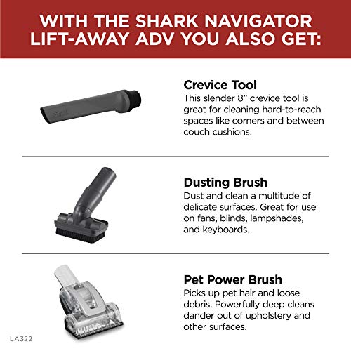 Shark LA322 Navigator ADV Vacuum with Self-Cleaning Brushroll Powerful Pet Hair Pickup and HEPA Filter, Lift-Away Upright, Black