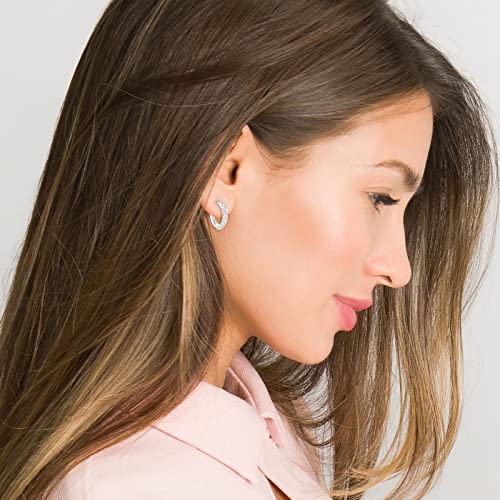 JSGEMSLEE Hypoallergenic Cubic Zirconia Huggie Hoop Earrings for Women 925 Sterling Silver Post Small Hoops Earrings Jewelry Gifts