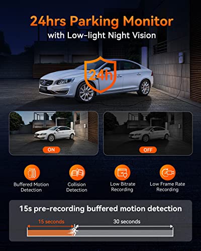 Vantrue E3 3 Channel 2.7K WiFi Dash Cam with GPS, Voice Control, Starvis IR Night Vision, 24 Hour Buffered Parking Mode, 3 Way 1944P+1080P+1080P Front and Rear Inside Dash Camera, Support 512GB Max