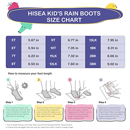 HISEA Kids Rain Boots for Toddler Boys Girls, Waterproof Rubber Boots with Easy-On Handles, Seamless PVC Rainboots Lightweight Mud Shoes for Water Beach Outdoor Playing, Size 2BK Yellow