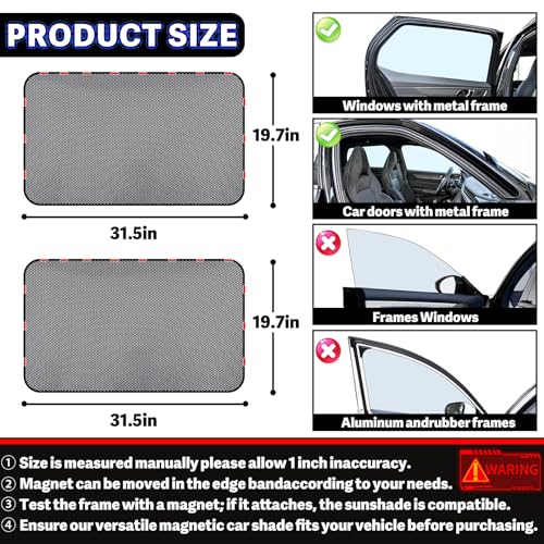 ZATOOTO Car Window Shade for Baby, Car Shades for Back Windows Heavy Duty Double Sided Mesh Rear Window Sun Shade Silver for Sun Reflection Black for Privacy Car Sleeping Camping Remote Telecommuting