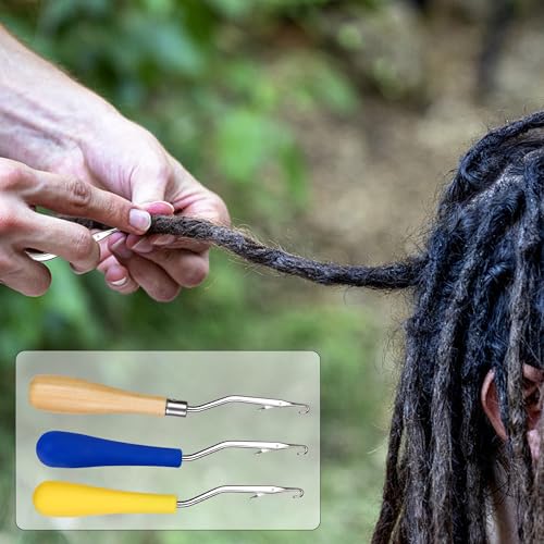 Maosifang Latch Hook Tool Crochet Needle Hook Knitting Tool Kit for Rug Making and Art Crafts,3 Pack 6.3 Inch Blue