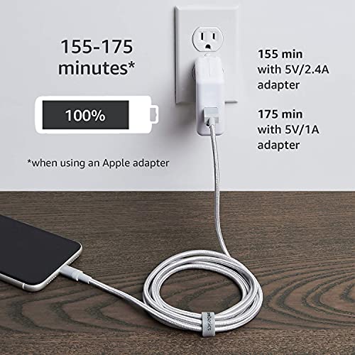 Amazon Basics USB-A to Lightning Charger Cable, Nylon Braided Cord, MFi Certified Charger for Apple iPhone 14 13 12 11 X Xs Pro, Pro Max, Plus, iPad, 6 Foot, Silver