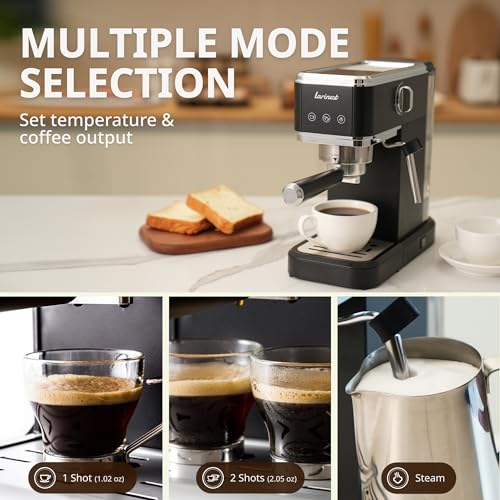 Larinest Espresso Machine 19 Bar, Professional Espresso Maker with Milk Frother Steam, Espresso Coffee Machine with 40oz Removable Water Tank, Cappuccino and Latte Machine for Household,CM02