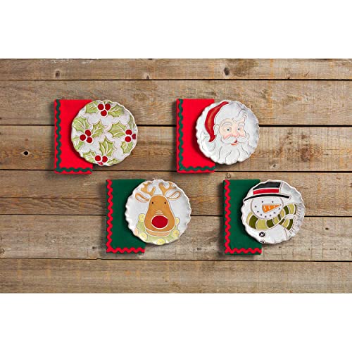 Mud Pie Christmas Salad Plate, Holly, 8" dia