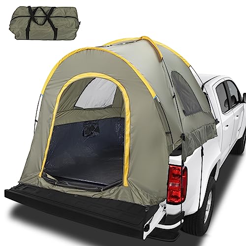 Winado Pickup Truck Bed Tent for 5.2-5.8 FT Truck Bed, PU 2000mm Double Layer Waterproof & Windproof Tent for 2 Person, Portable Truck Tent for Outdoor Camping, Green Orange