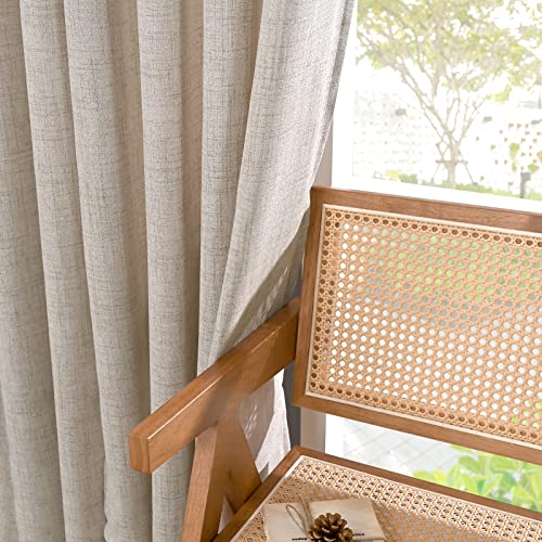 YoungsTex Natural Linen Curtains 84 Inches Long for Bedroom Bronze Grommet Rustic Textured Window Drapes for Living Room Kids Room Divider Light Filtering, 2 Panels, 42 X 84 Inch