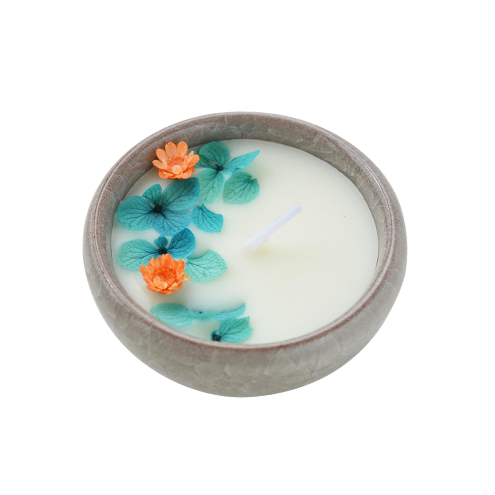 Glorade Ceramics Scented Candles Gift for Women,Dried Flower Candles,Handmade Natural Soy Candle,Decorative Ceramic Bowl with Dried Flowers for Home Scented, Christmas Gifts (Blue Wind Chimes)